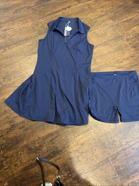 Soneven Women's Navy Sleeveless Polo Tank dress